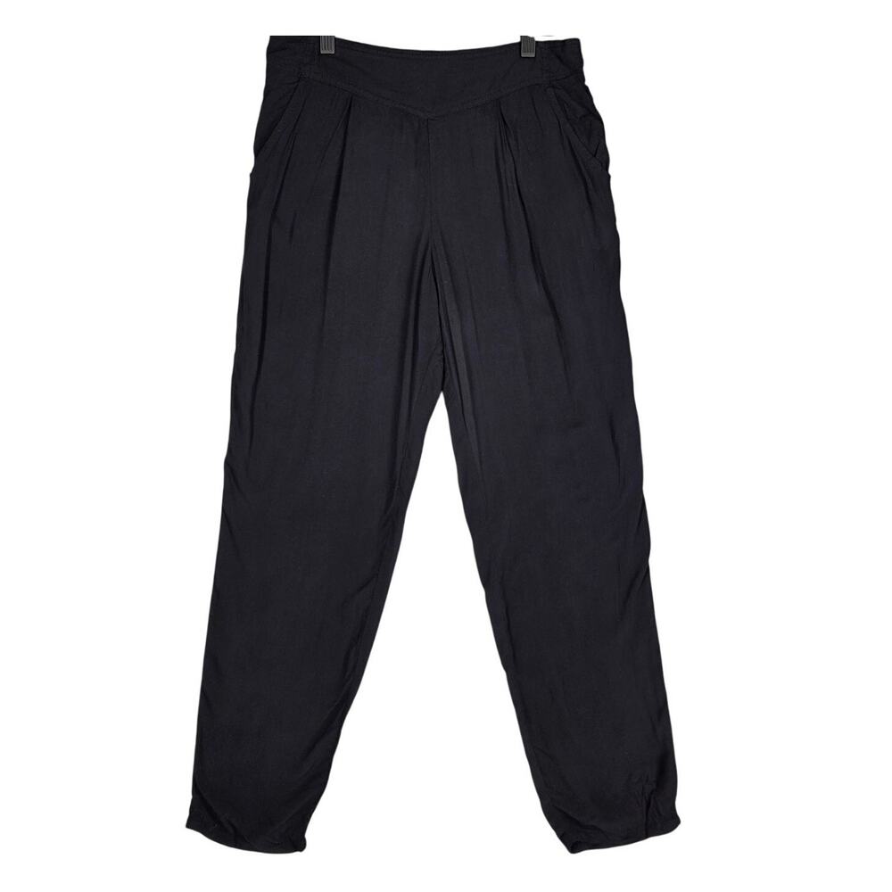 FREE PEOPLE WOMEN'S BLACK 100% RAYON PANTS – RELAXED FIT – SOFT DRAPE – SIZE S
